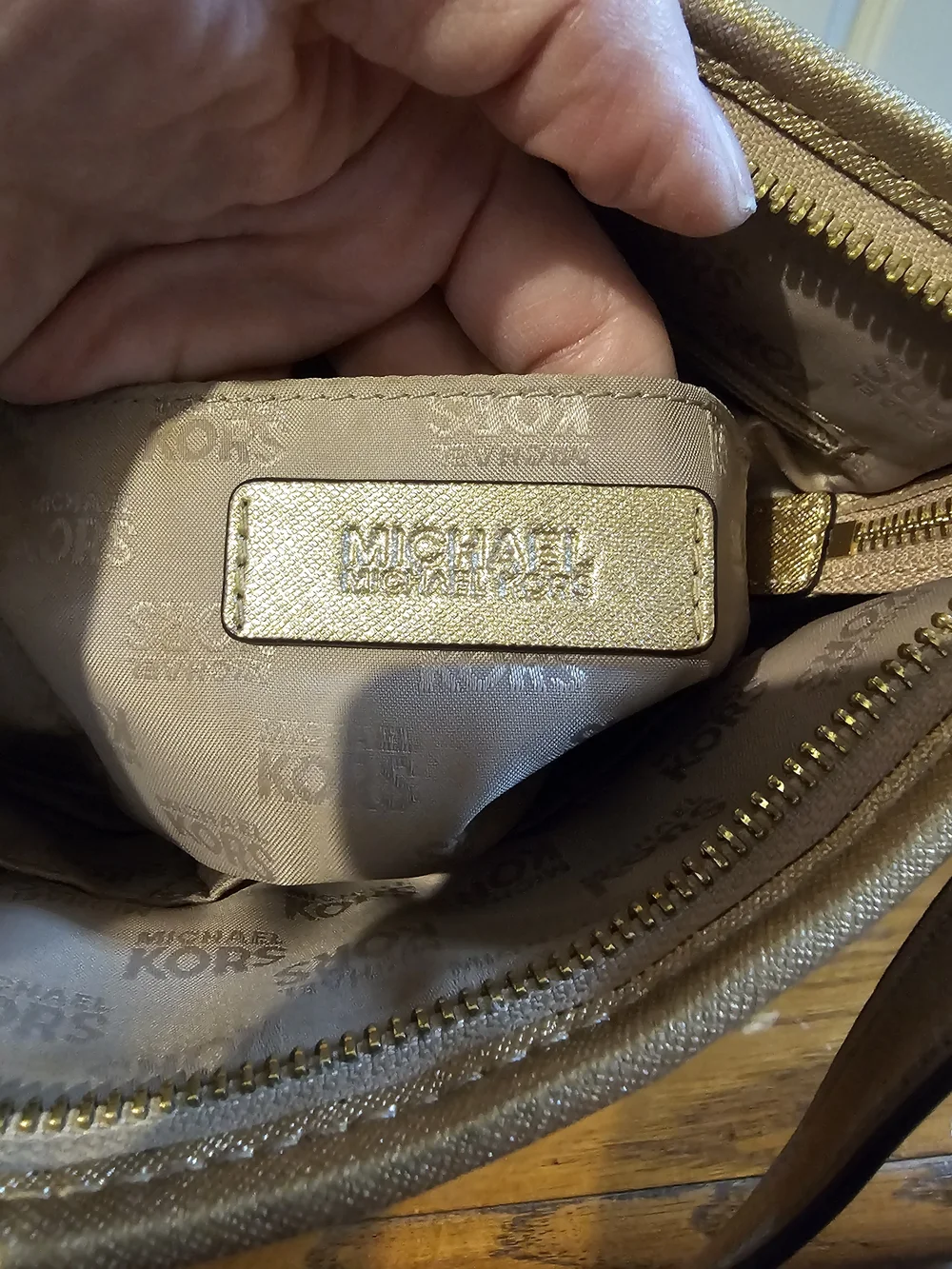 Michael Kors Metallic Ivory Crossbody Bag